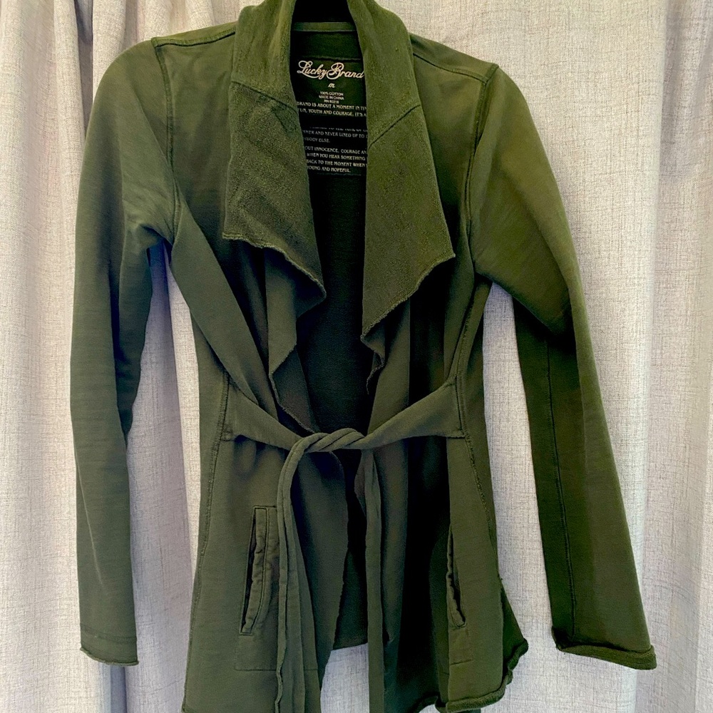 Lucky brand wrap sweatshirt bell sleeve green medium soft cozy